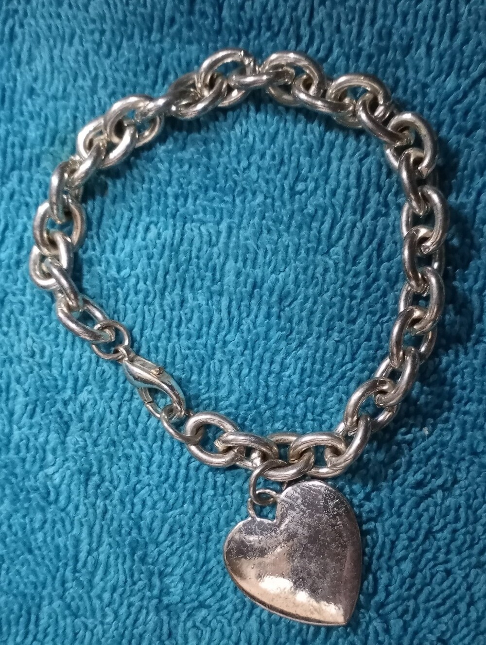 Silver Heart Charm Link Bracelet - Women's Jewelry